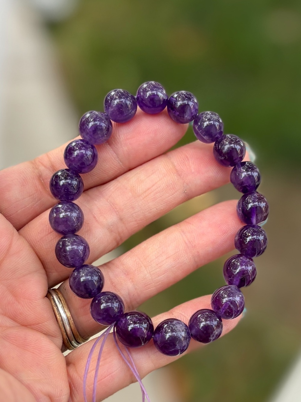 Purple Amethyst Beaded Crystal Bracelet